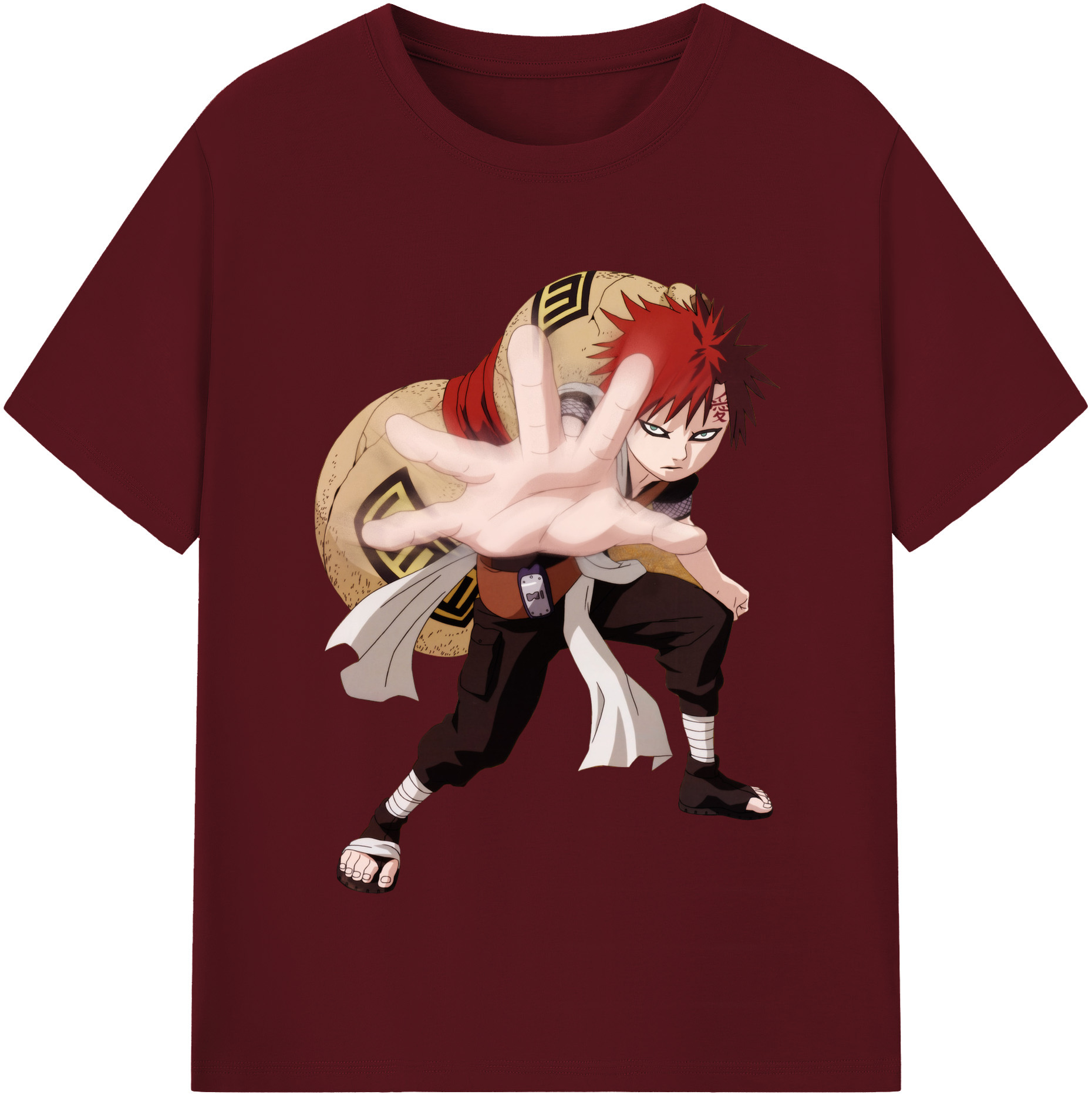 （画像用） NARUTO -ナルト- ガアラ Gaara 綿100％半袖Tシャツ（フロントプリント）